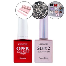 classic nail View Gel Oppa Top Gel + Jjon Base Gel 2-piece set + 30 parts / 뷰젤 오빠탑젤+쫀베이스젤 2종 세트+파츠 30개