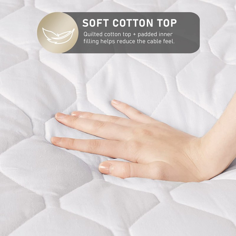 California King Heated Mattress Pad with Dual Control, 100% Cotton