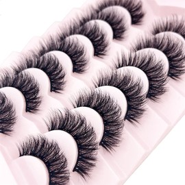 OCHILIMA Russian Strip Eyelashes, Natural Look, Eye Lashes, False Lashes, Wispy, D Curly, Fluffy, 3D Effect, Cat Eye, Soft, Fake Eye Lashes, Pack of 7 Pairs (z3)