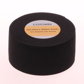 COTOWIN 1.5-inch Wide Black Knit Heavy Stretch High Elasticity Elastic Band, 5 Yards