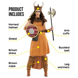 Fun Shack Viking Costume Women, Ladies Viking Costume, Warrior Costume Women, Viking Dress Women, Viking Outfit Women Small