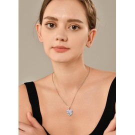 YL Heart Necklace for Women 925 Sterling Silver cut April Birthstone White Cubic Zirconia Rose Butterfly Pendant Neckalce Jewellery Gifts for Wife Girlfriend
