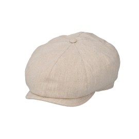 Riki Browns Men's Summer Linen Flat Cap - 100% Irish Newsboy Hat - Made in Italy - Midnight Blue, beige, S