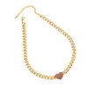 Yecomsy Rhinestone Heart Necklaces Punk Cuban Chunky Heart Chain Necklace