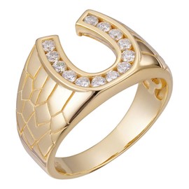 MOISSANITE Horseshoe Ring for Men – 0.6ct VVS D Color – 14k Gold Vermeil Over 925 Silver – Passes Diamond Tester – Pinky Ring Bling – GRA Certified Hip Hop Jewelry (12)