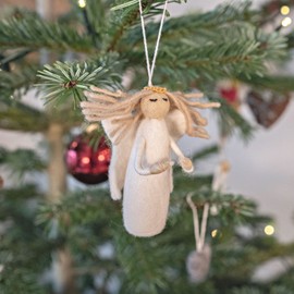 Én Gry & Sif Angel Pendant Christmas, Angel Christmas Tree Decoration Made of Felt, Christmas Decoration, Handmade, Fair Trade, 1 x Angel