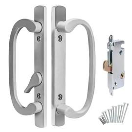8.5" Legacy Sliding Patio Glass Door Handle Set – Offset Latch, Non-Keyed, Chrome Grey – Sash Controls 2265 Handle with 45° Mortise Lock – Fits 3-15/16” Screw Spacing & 1-1/4" to 2-1/4" Thick Doors