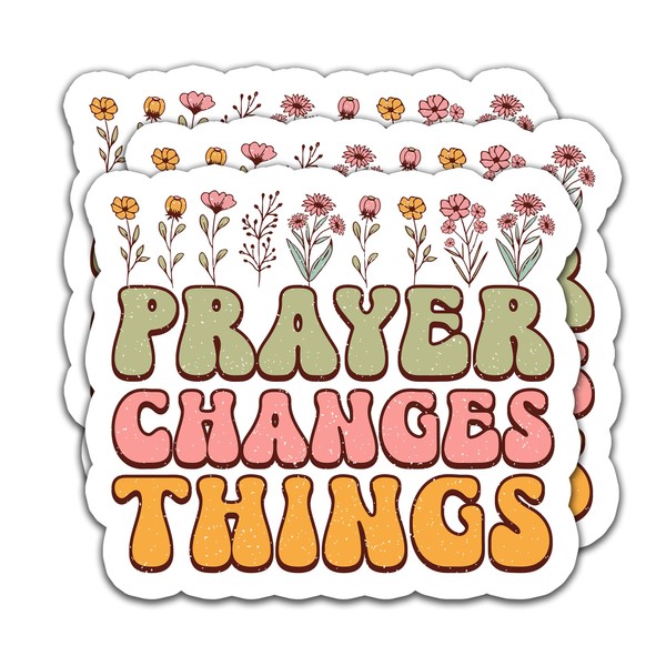 (3PCS) Prayer Changes Things Retro Sticker Christian Faith Religious Stickers