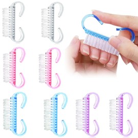 8 Pieces Nail Brush, Nail Cleaning Brush with Handle, Fingernail Exfoliating Cleaning Brushes, Manicure Dust Brush, Pedicure, Scrub Tool for Toes and Nails, Home and Garden Use