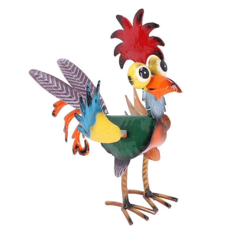 Rooster Statue Figures Ornament Metal Rooster Display Model Toy for
