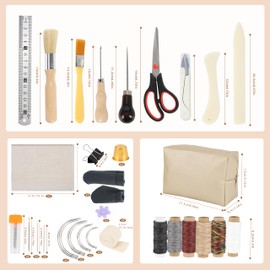 FUXAFU 50 Pcs Book Binding Kits, 13"x7.9" Inch Wooden Book Press，Books Binding Materials, with Bone Folder, Awl, Needles for DIY Bookbinding, BookRepair, Handmade Crafts