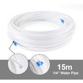 ilauke 15 m Fridge Hose 6.35 mm (1/4 Inch) Water Inlet Line Connection Set for Fridge Side by Side, Water Hose, Reverse Osmosis System, Aquarium