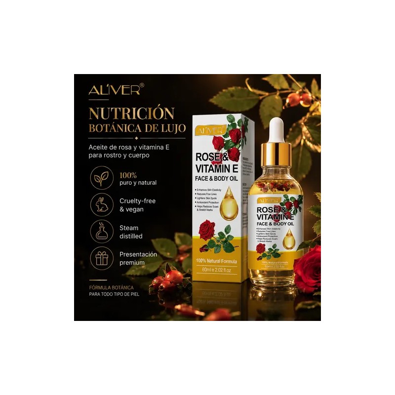 Aceite Corporal Rosa Vitamina E Hidrata Firmeza Ilumina
