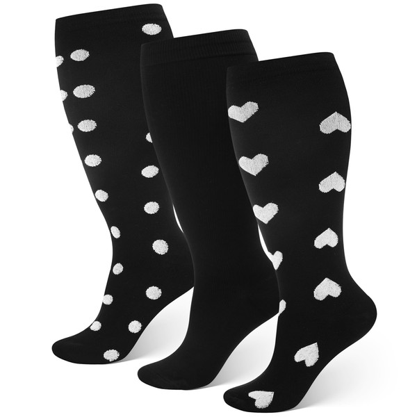 Zuimei 3 Pairs Plus Size Compression Socks for Women &