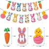 Jwssor Easter Bunting Banner,41pcs Hanging Swirls,Easter Hanging Swirls,Easter Egg Bunny