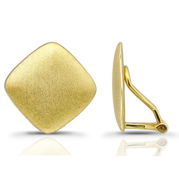 Painless 925 Sterling Silver Gold Plated Square Shape Earrings for