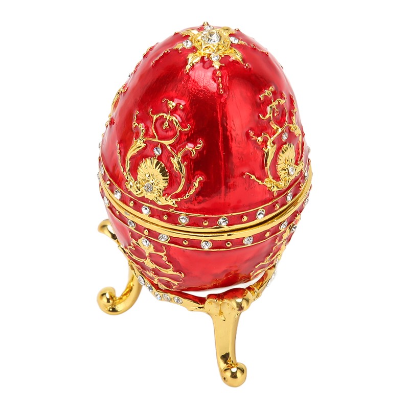 Egg Style Jewelry Trinket Box Zinc Alloy Hand Painted Enameled