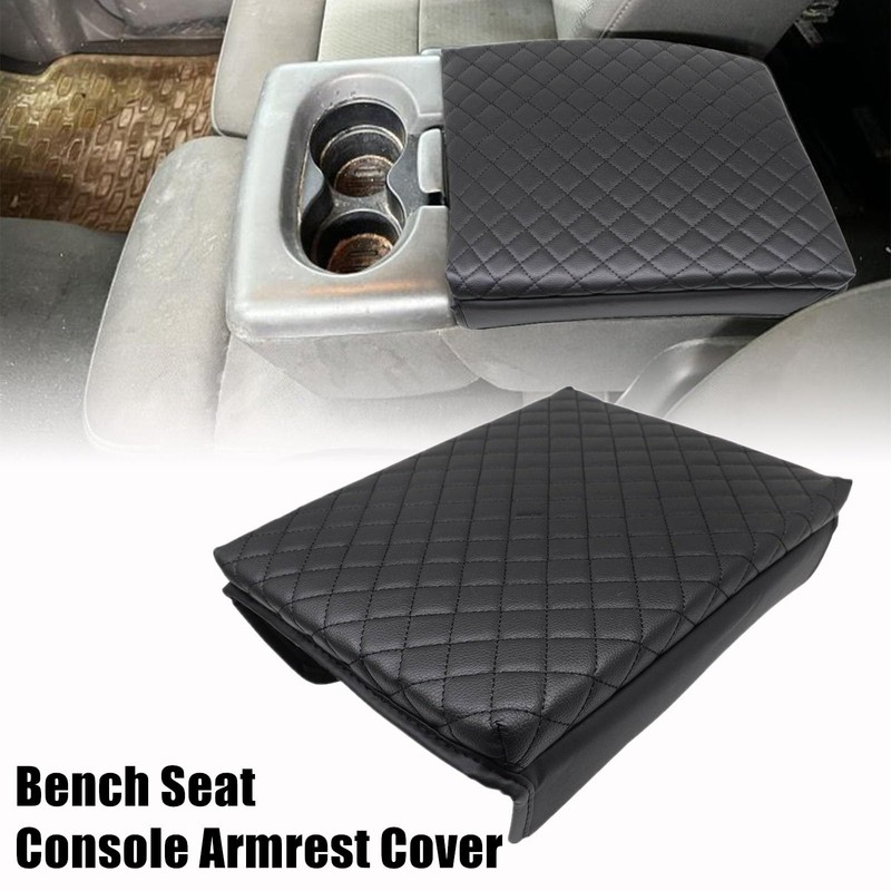 GXARTS Leather Center Console Armrest Cover Cushion Pad Black Compatible