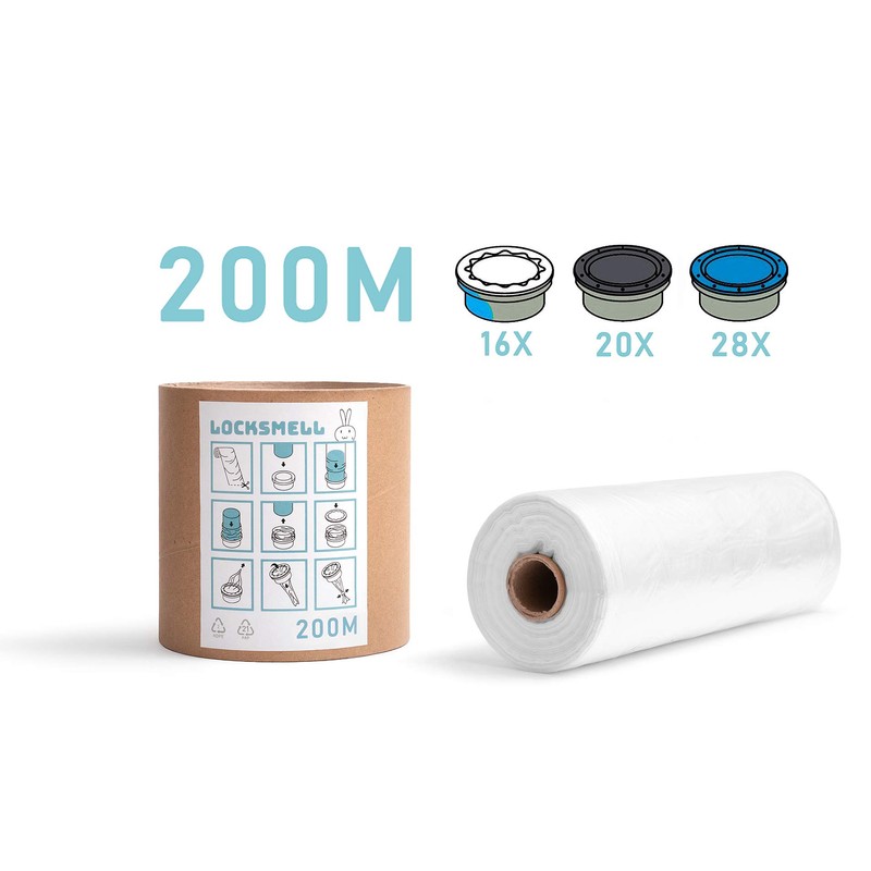 LOCKSMELL Nappy Bin Liner (200m) Compatible with Tommee Tippee Sangenic