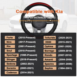 GIANT PANDA Steering Wheel Cover for Kia Soul,Sportage,Forte,Optima,Telluride(3D Honeycomb-Red-Standard Size)