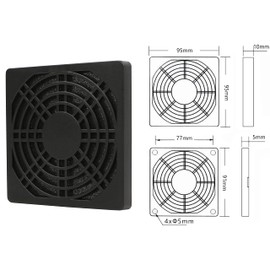 GELRHONR PC Case Fan Dust Filter, 92 mm PC Case Fan Dust Filter Mesh Net Cover, 80 mm Computer Dustproof Fan Protection Dust Filter Cover Grill with Screws - Black (9 cm)