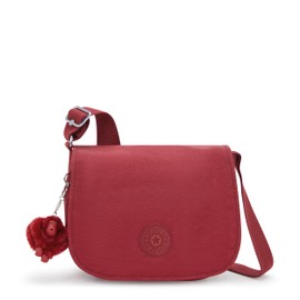 Kipling Women's Loreen Medium Crossbody, Magnetic Flap Closure, Versatile Shoulder Bag Cross Body, Funky Red, 9.75''L x 7.5''H x 3.5''D