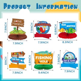 Zonon 12 Pieces Gone Fishing Party Supplies Fishing Centerpieces Fisherman Friendsmas Party Decorations Summer Fishing Birthday Party Supplies for Gone Fishing Birthday Baby Shower Party Decorations
