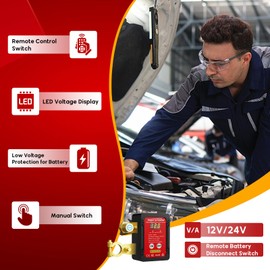 FASTSTORM Remote Battery Disconnect Switch 12V 24V 250A with Led Voltage Display, Ultra-Low Standby Current, Anti Theft and Battery Drain, Battery Kill Switch for Car, RV, ATV, Truck, Tractor, Boat