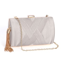 Evening Bag Satin Clutch Bag for Women, Tassel Pendant Clutch Elegant Evening Bag for Wedding Bridal Prom Party Handbag Crossbody Bag with Detachable Chain