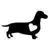CMI Dachshund Dog with Heart Vinyl Decal Bumper Sticker (Black, 8")