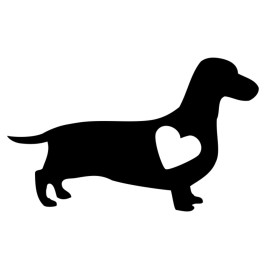 CMI Dachshund Dog with Heart Vinyl Decal Bumper Sticker (Black, 8")