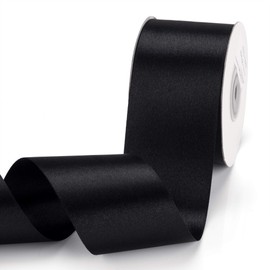 Filan Double Faced Satin Ribbon 2 Inch x 25 Yards Double Sided Solid Polyester Ribbon for Gift Wrapping Party Hair Braids Bow Shower Decoration Floral Arrangement Craft Supplies, Black