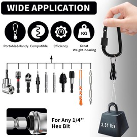 8 Pack 1/4 Inch Hex Bit Holder Keychain, Shank Screwdriver Bits Holder with 105° Right Angle Drill, Extension Quick Change Lightweight Portable Drill Bit Organizer for DIY, Electrical, Woodworking