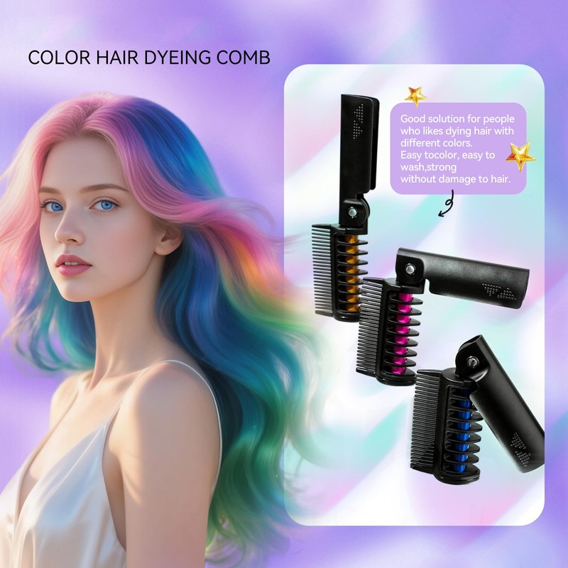 BEUKING Temporary Color Hair Dyeing Comb, Disposable Folding Hair Dye