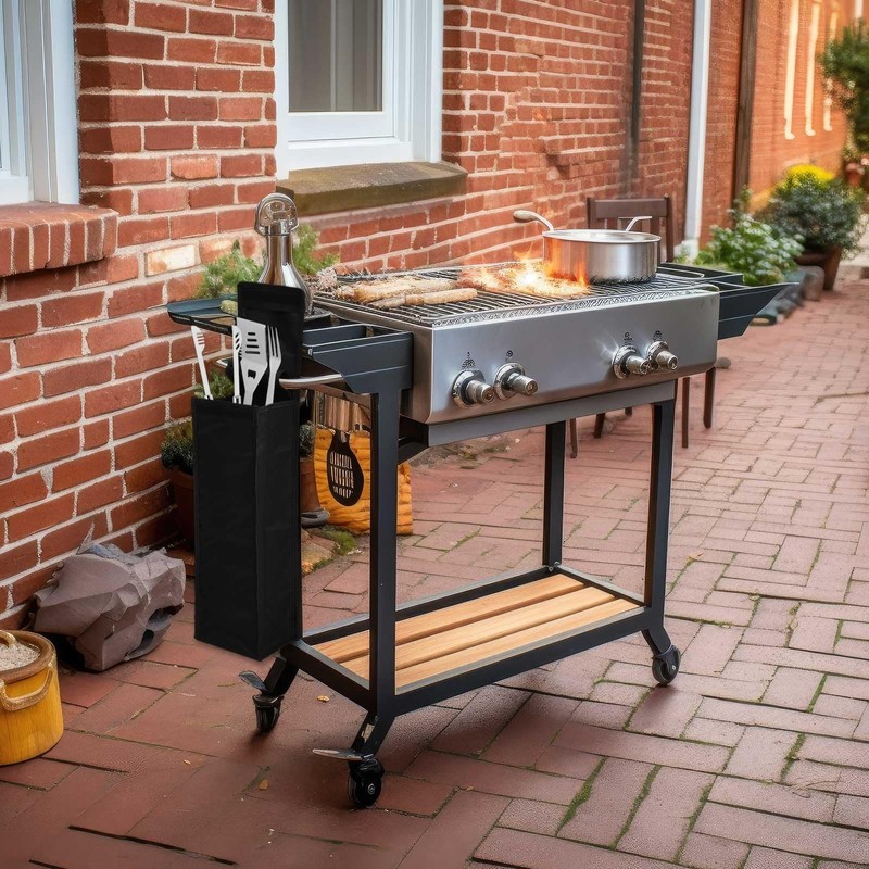 Amylove Grill Storage Bag BBQ Tool Storage Black Container for