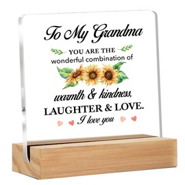 Grandma Gifts From Granddaughter Grandson, Grandmother Gifts for Birthday Christmas Graduation, Best Grandma Clear Acrylic Sign for Home Decor, 4 x 4 Inches