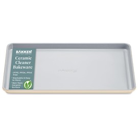 Bakken Ceramic Baking Sheet Non Stick - 10x15.5 Aluminum Cookie Sheets, Non-Toxic Baking Sheet Set, Easy Clean Non-Stick Cookie Sheets for Baking Cookies and More - Cream