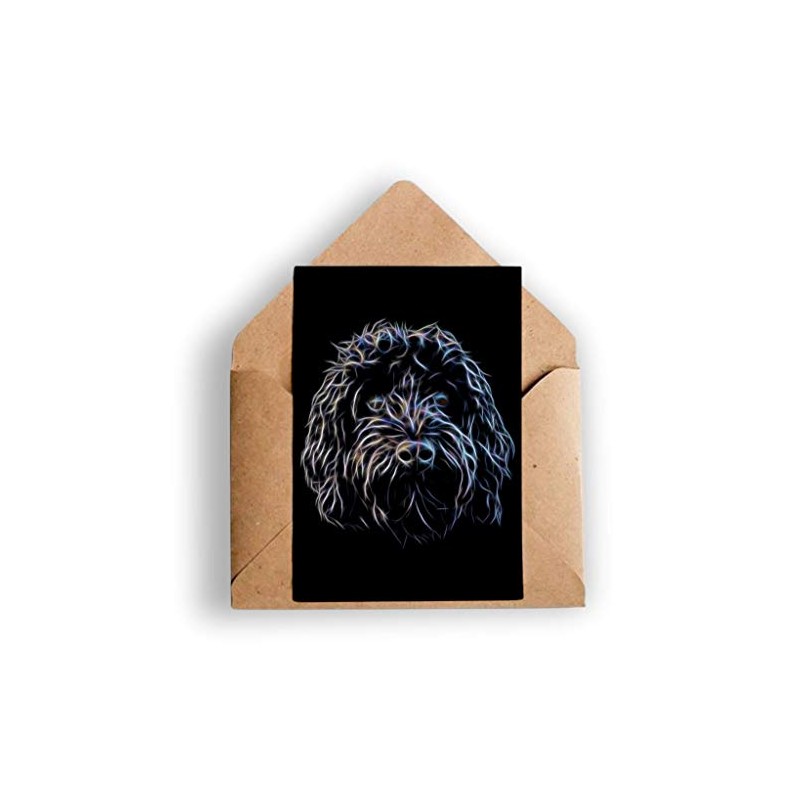 Fractal Artworks Black Cockapoo Greeting Card with Fractal Art Design.