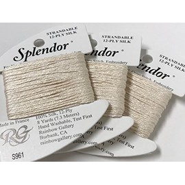 Rainbow Gallery SPLENDOR-12 PLY 100% Silk STRANDABLE for Needlepoint-Color S961-CREAM-1 Card in This Listing-