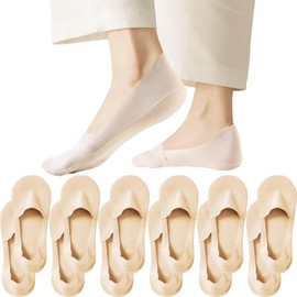 ALEXZV No Show Socks Women Non Slip Low Cut Flat Liner Black White Nude Grey 6 Pairs (US, Numeric, 6.5, 11, Regular, Regular, 6, 6P Nude)