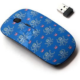 2.4G Wireless Mouse with Cute Pattern Design for All Laptops and Desktops with Nano Receiver - Cute Patter Octopus