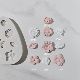 Flower Polymer Clay Molds, 2Pcs Polymer Clay Molds for Jewelry Making, Daisy Sunflower Rose Miniature Silicone Molds,Polymer Clay Molds for Polymer Clay Earrings Decoration (13Flowers)
