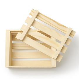 DEAN&DELUCA Wooden Crate Box, Small, Storage Case, Wooden Lid, Simple, 6.7 x 8.9 x 3.5 inches (17 x 22.5 x 9 cm)