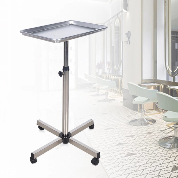 OUKANING Medical Trolley Mobile Rolling Cart Aluminium Tray Salon Tattoo