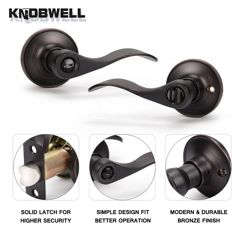 KNOBWELL 8 Pack Bronze Door Lever Handles Privacy Interior Door