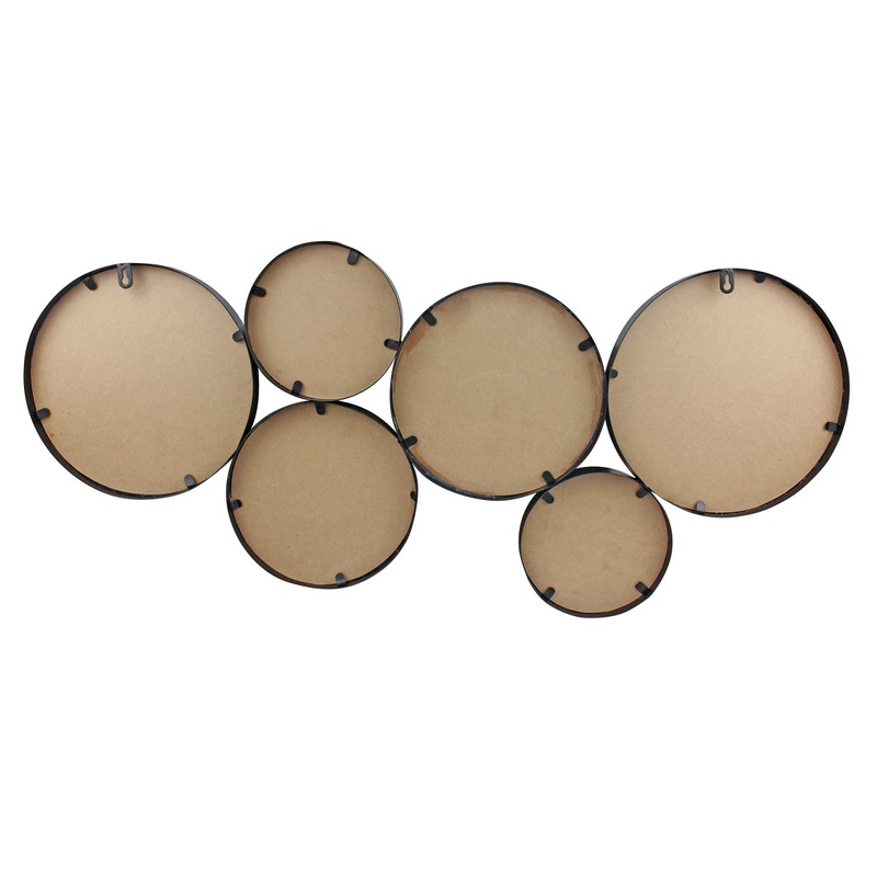 Stonebriar 37" Black Metal Multi Circle Wall Mirror with Attached