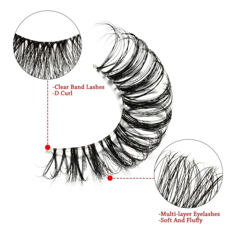 Cat Eye Eyelashes Like Eyelash Extensions, Transparent Natural Thin Russian