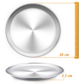 HaWare Pizza Tray, Round Pizza Mould, 30 cm, Stainless Steel Pizza Baking Tray, Pack of 2 for Oven Baking - Non-Toxic & Healthy, Easy to Clean & Dishwasher Safe
