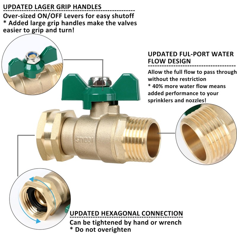 STYDDI Full Flow Brass Garden Hose Shut Off Valve, Heavy