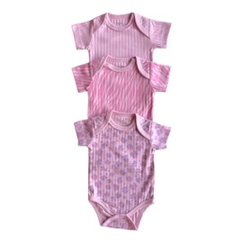 HAFY BABY Bodysuit Short Sleeve One-piece Suit Newborn Jumpsuit Infant Vest for Baby Boys and Girls 12-18 Months, Pack of 3, Color 7